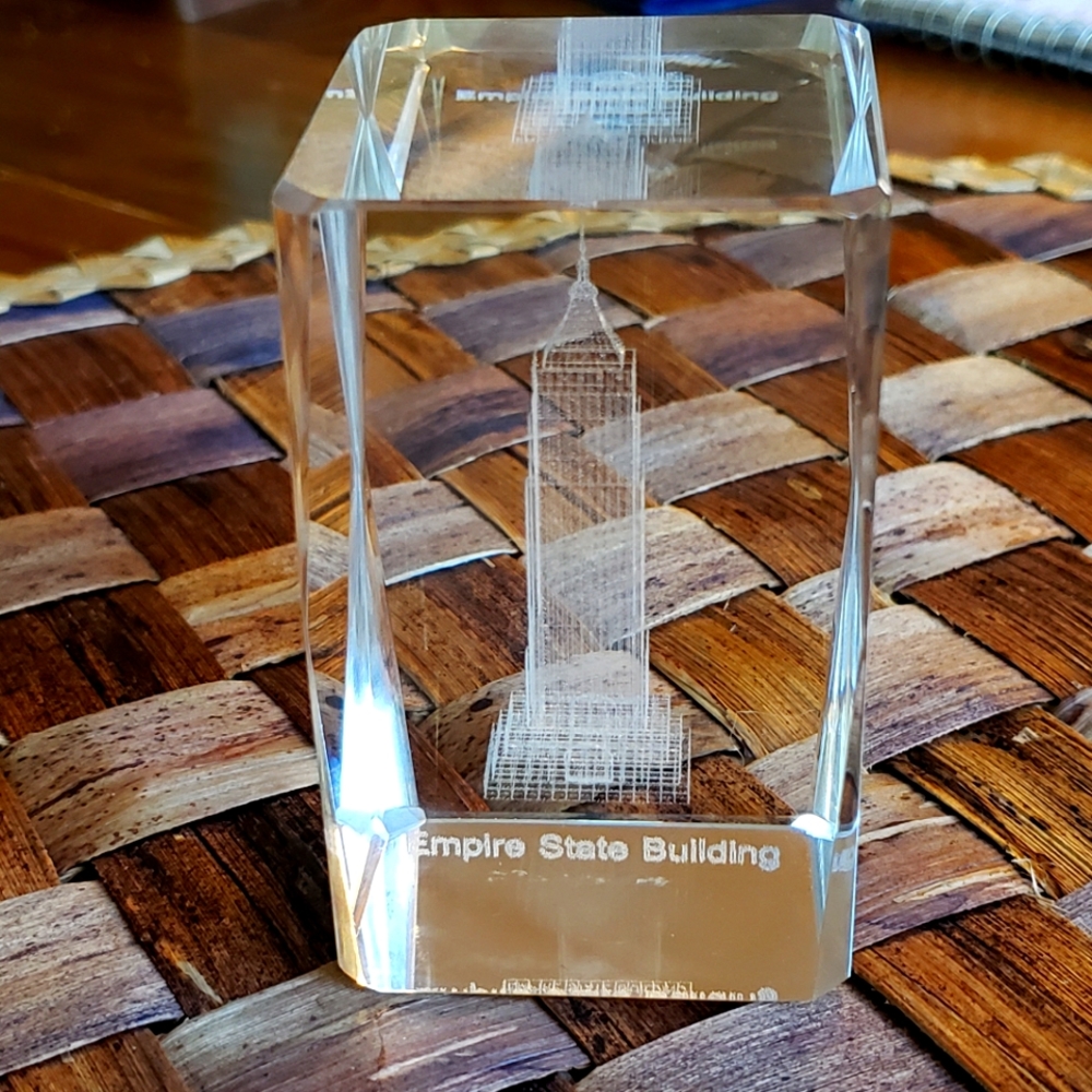Empire State Bldg 3D Etched in Crystal